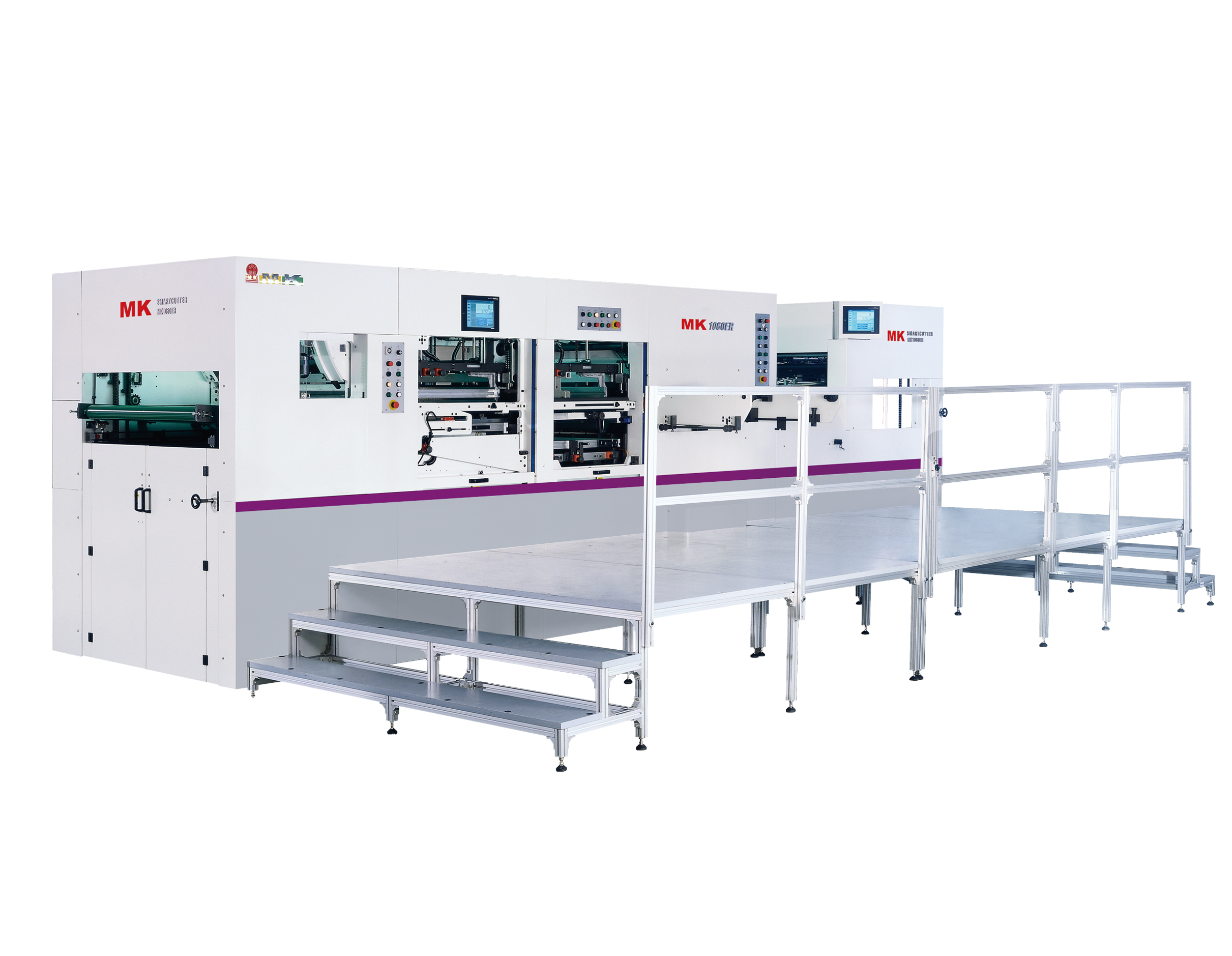 MK1060ER平壓平自動全清廢模切機
技術(shù)描述：全清廢技術(shù)
2008年，長榮推出國內(nèi)第一臺全清廢模切機。實現(xiàn)從模切、清廢、分盒、自動出料的高自動化紙盒成型加工。為中國全清廢技術(shù)的突破起到了推進作用，也使全清廢模切機正式在國內(nèi)推廣開來。